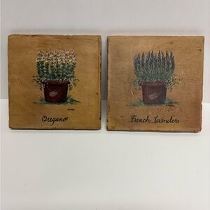 Herb Garden Wall Art Set Potted Oregano & French Lavender 6x6”